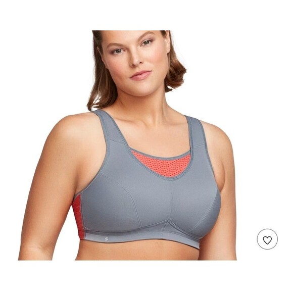 GLAMORISE SPORT ELITE Sz 50G NWOT MagicLift Orange Gray Sports Bra Wireless - Picture 2 of 12
